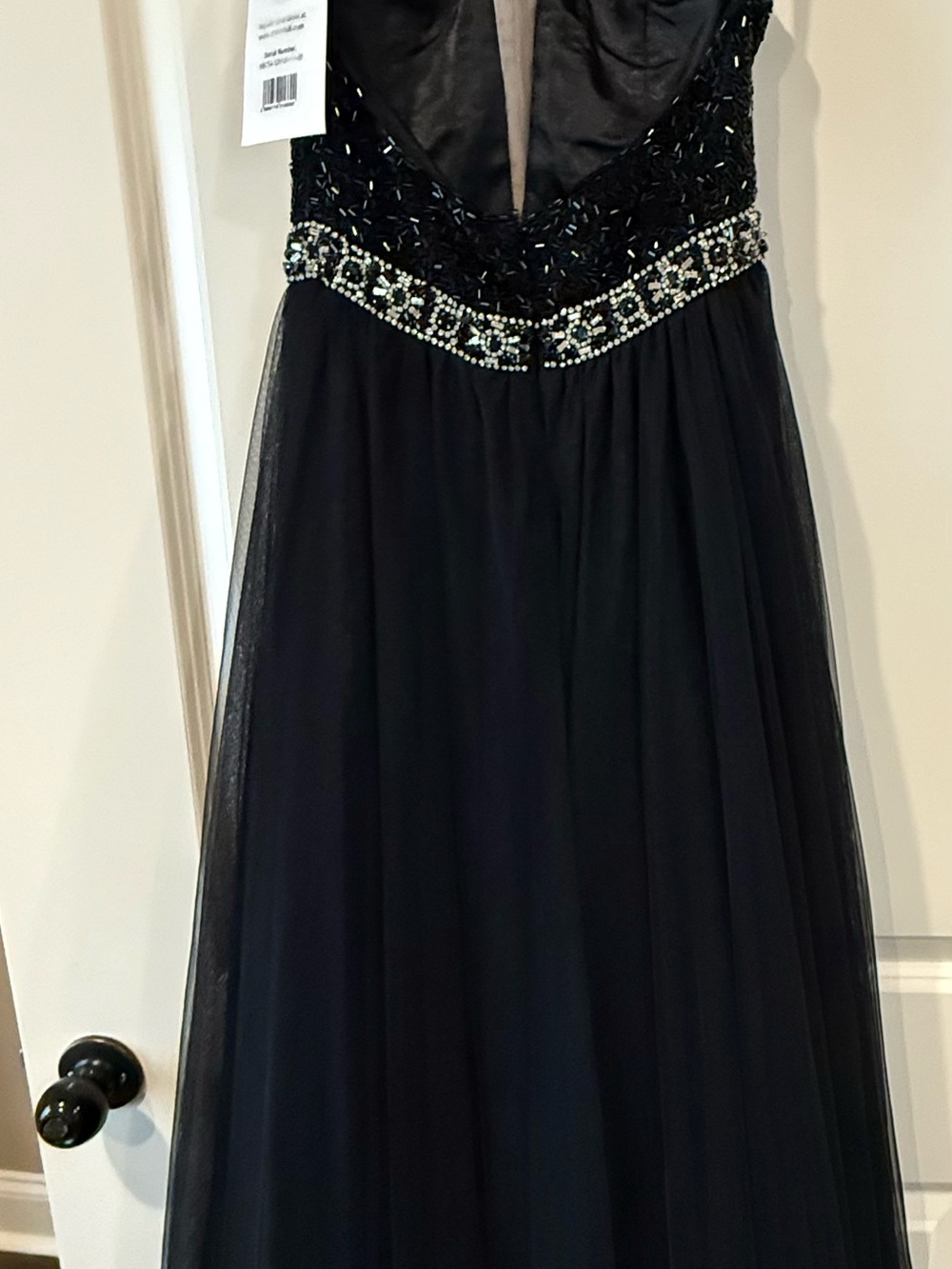 Sherri Hill Beaded Waist Black Prom Gown